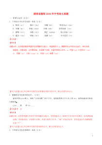 湖南省衡阳2016年中考语文真题（含解析）