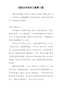 团结合作的作文集聚3篇