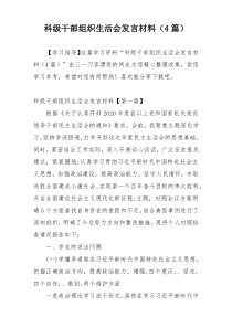 科级干部组织生活会发言材料（4篇）