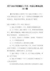 关于2023年的最后1个月一句话心得体会范文3篇