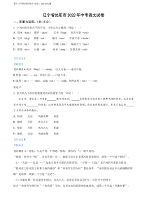 精品解析：2022年辽宁省沈阳市中考语文真题（解析版）