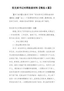 党支部书记对照检查材料【精选4篇】