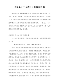 公司会计个人成长计划样例5篇