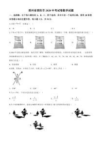 精品解析：贵州省贵阳市2020中考试卷数学试题（原卷版）