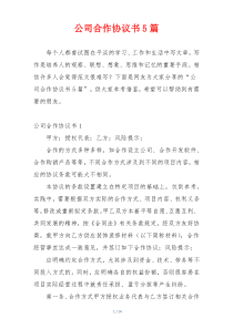 公司合作协议书5篇