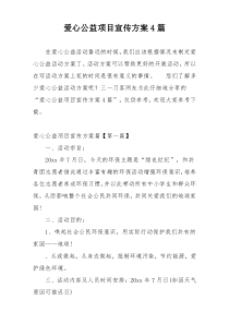 爱心公益项目宣传方案4篇