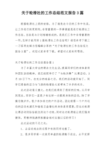 关于轮滑社的工作总结范文报告3篇