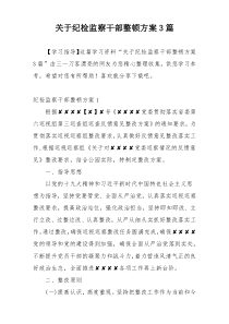 关于纪检监察干部整顿方案3篇