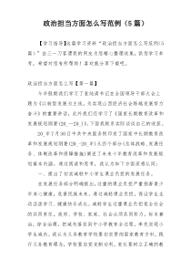 政治担当方面怎么写范例（5篇）