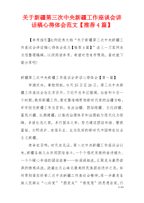 关于新疆第三次中央新疆工作座谈会讲话稿心得体会范文【推荐4篇】