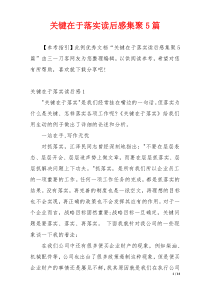 关键在于落实读后感集聚5篇