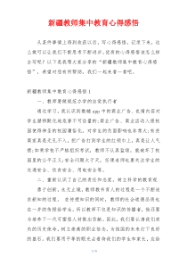 新疆教师集中教育心得感悟