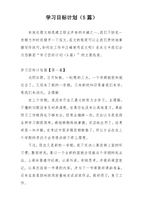 学习目标计划（5篇）