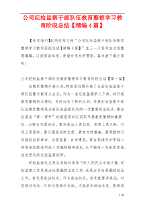 公司纪检监察干部队伍教育整顿学习教育阶段总结【精编4篇】