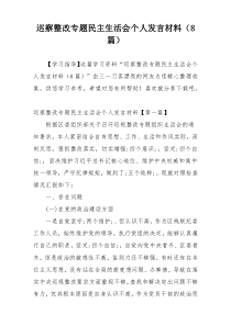 巡察整改专题民主生活会个人发言材料（8篇）