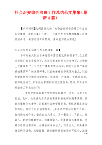 社会治安综合治理工作总结范文集聚（最新4篇）