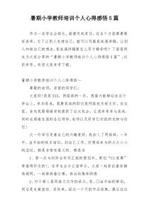 暑期小学教师培训个人心得感悟5篇