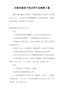 乡镇党委班子优点和不足集聚3篇