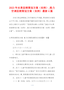 2023年水果促销策划方案（实例）_格力空调促销策划方案（实例）最新4篇