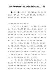 百年辉煌路奋斗正当时心得体会范文4篇