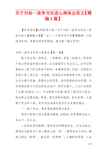 关于对标一流争当先进心得体会范文【精编4篇】