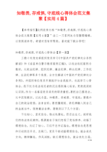 知敬畏,存戒惧,守底线心得体会范文集聚【实用4篇】