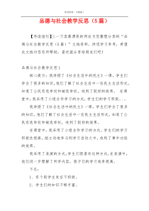 品德与社会教学反思（5篇）