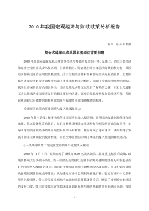 XXXX年我国宏观经济与财政政策分析报告