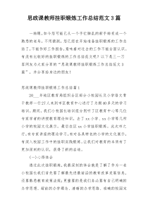 思政课教师挂职锻炼工作总结范文3篇