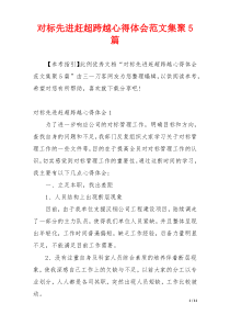 对标先进赶超跨越心得体会范文集聚5篇