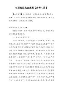 对照检查发言集聚【参考4篇】