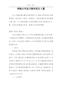 网络公司实习报告范文3篇