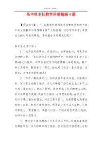 高中班主任教学评语精编4篇