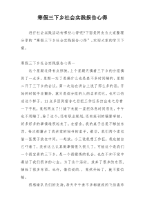 寒假三下乡社会实践报告心得