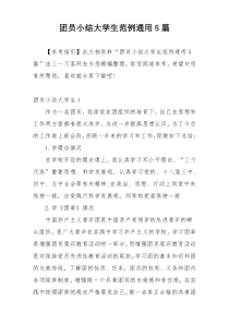 团员小结大学生范例通用5篇