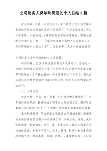 公司财务人员年终简短的个人总结3篇