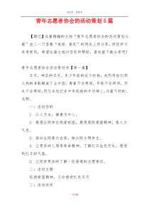 青年志愿者协会的活动策划5篇