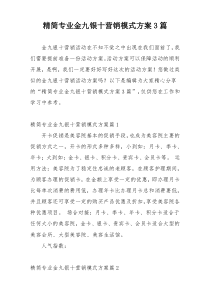 精简专业金九银十营销模式方案3篇