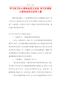 学习林万东心得体会范文总结 林万东事迹心得体会范文实用3篇