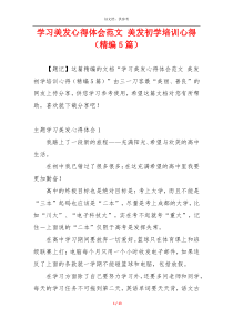 学习美发心得体会范文 美发初学培训心得（精编5篇）