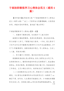 干部挂职锻炼学习心得体会范文（通用4篇）