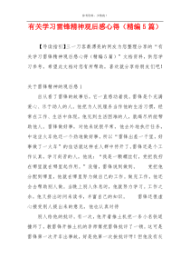 有关学习雷锋精神观后感心得（精编5篇）