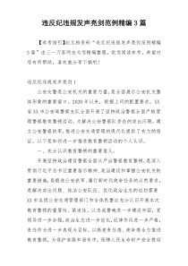 违反纪违规发声亮剑范例精编3篇