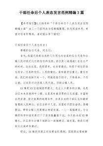 干部任命后个人表态发言范例精编3篇