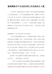 篮球教练关于专业技术的工作总结范文5篇