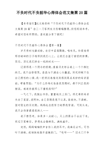 不负时代不负韶华心得体会范文集聚20篇