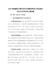 2022年街道党工委书记与公司意识形态工作总结及2023年工作计划2篇合集