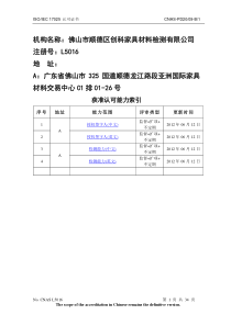 创科检测家具及家具材料检测范围表