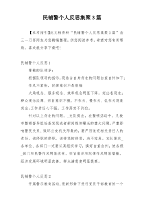 民辅警个人反思集聚3篇