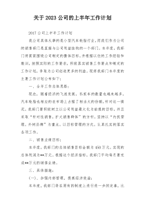 关于2023公司的上半年工作计划